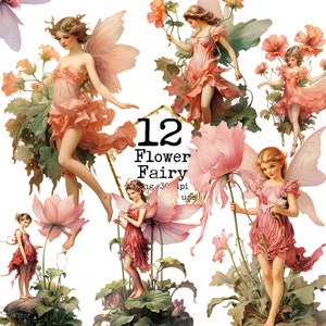 Flower Fairies Watercolor Clipart High Quality transparent PNG for Commercial Use Instant Download Paper Crafts Junk Journal Scrapbooking