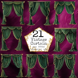 Cortinas verdes antiguas Gráficos de imágenes prediseñadas Cortinas de escenario Cortinas de teatro Cortinas rojas y doradas Superposiciones Fondos Revista basura Artesanías de papel