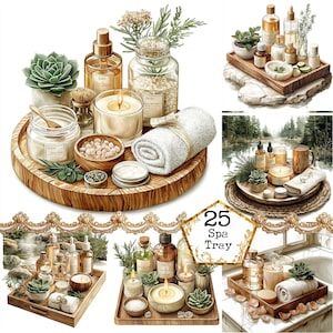 JPEG Acquerello Spa Vassoio Clipart Bundle Acquerello Spa Acquerello Cosmetico Commerciale Download Istantaneo Carta Artigianato Junk Journal Scrapbooking
