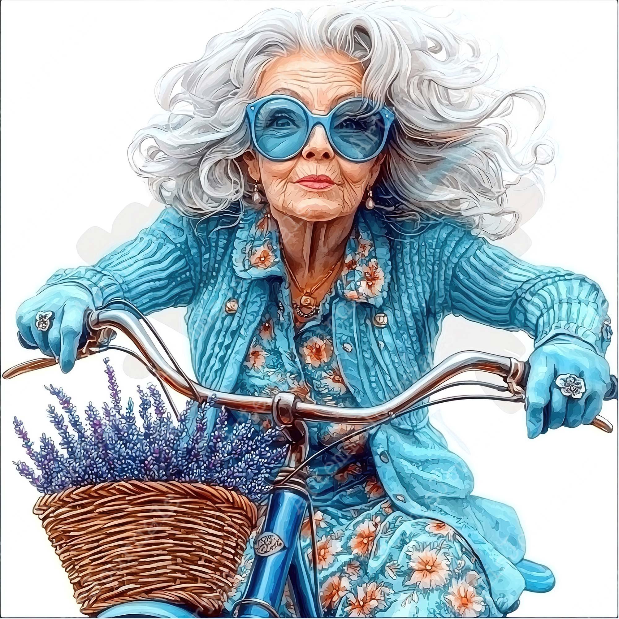 JPEG Watercolor Elegant Lady in Blue Clipart Bundle Elderly Lady ...