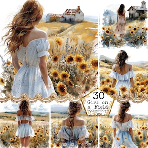 JPEG aquarel meisje op een veld JPEG veld clipart gratis zoals de WIND Instant Download Paper Crafts Junk Journal Scrapbooking
