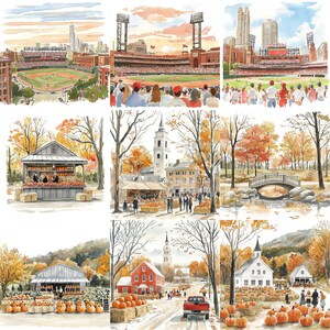a series of four pictures of a city