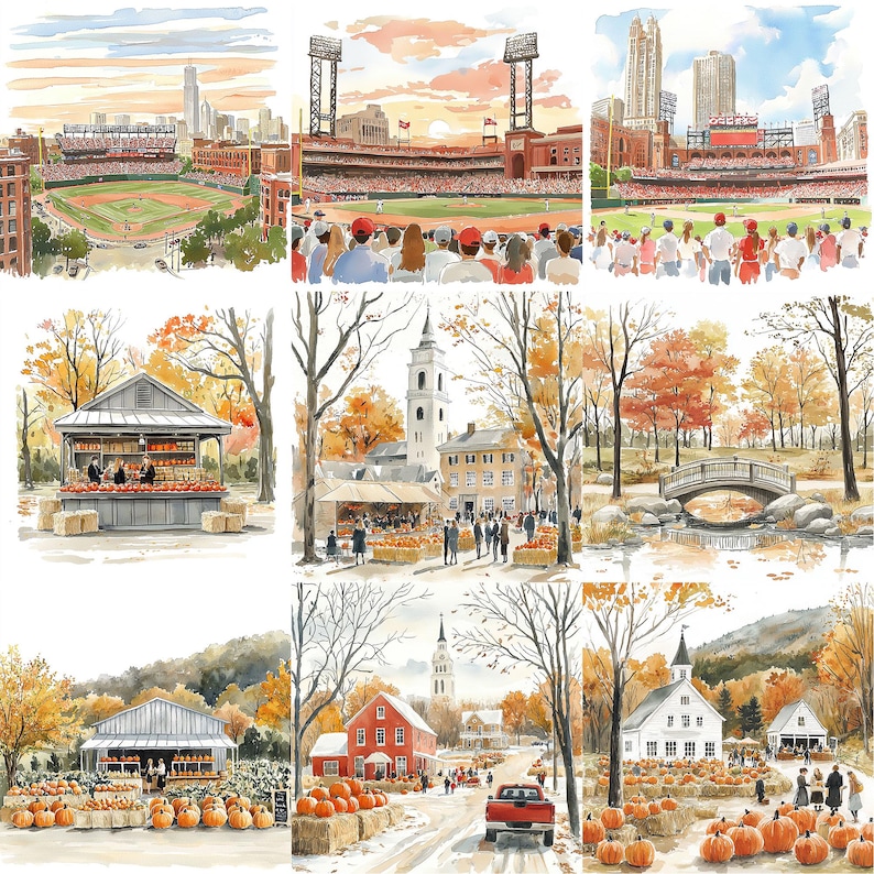 a series of four pictures of a city