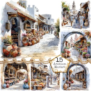 JPEG aquarel Arabische markt JPEG groenten en fruit JPEG oude stad Instant Download Shop clipart papier ambachten ongewenste dagboek scrapbooking