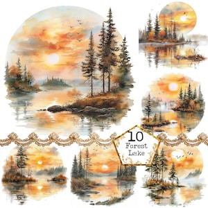 JPG aquarel meer zonsondergang JPEG natuur clipart landschap clipart aquarel landschap Instant Download Paper Craft Junk Journal Scrapbooking