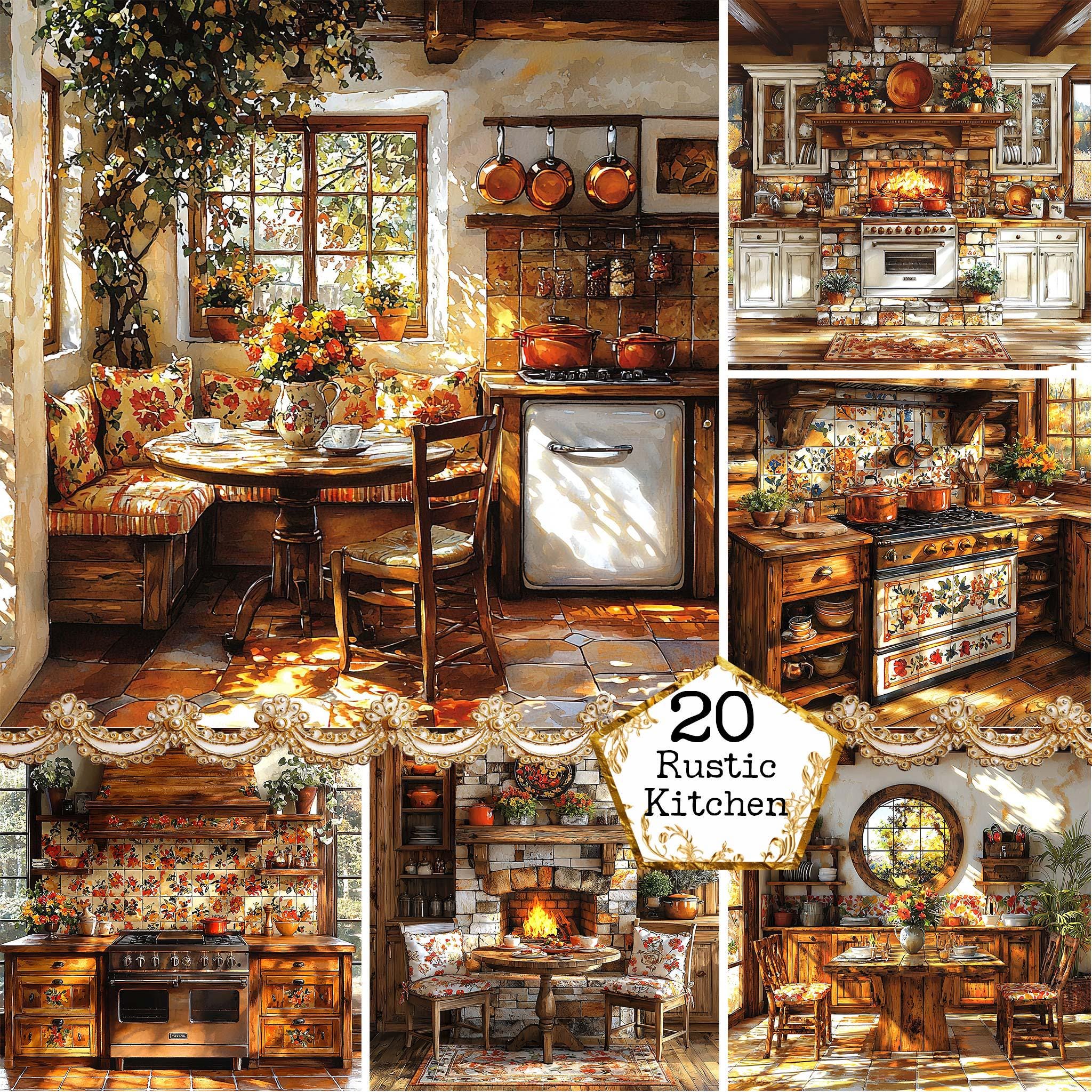 JPEG Shabby Chic Rustic Wooden Kitchen Clipart Bundle High Quality Watercolor JPGs Instant Download Paper Crafts Junk Journal Scrapbooking