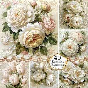 JPEG rosa Blumen Digital Paper Pack Digital Paper Pack Hintergrundpapiere Instant Download Papier Handwerk Junk Journal Scrapbooking