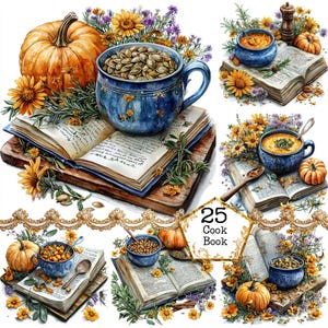JPEG Libro de cocina de la abuela Clipart Paquete JPEG Descarga instantánea Cocina Clipart Utensilios de cocina Papel Artesanía Diario basura Scrapbooking
