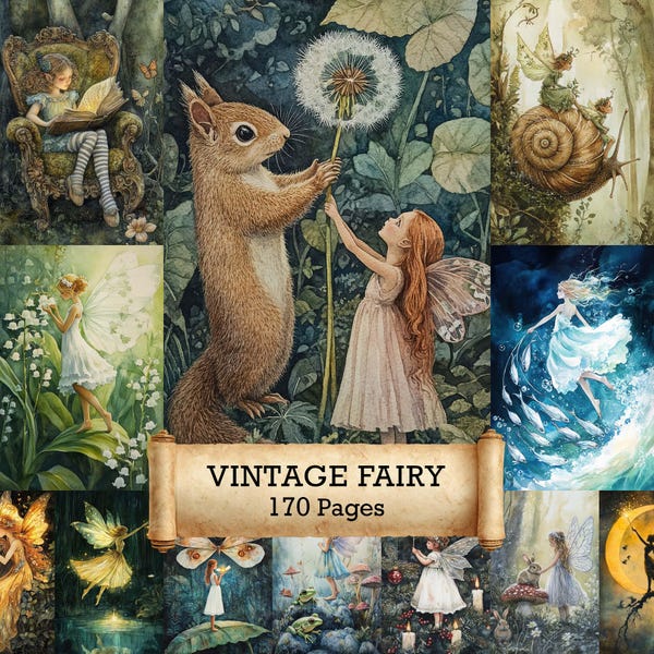 Vintage Fairy Junk Journal Kit, Enchanted Forest Printable Pages, Cottagecore Ephemera, Magical Journal Pack