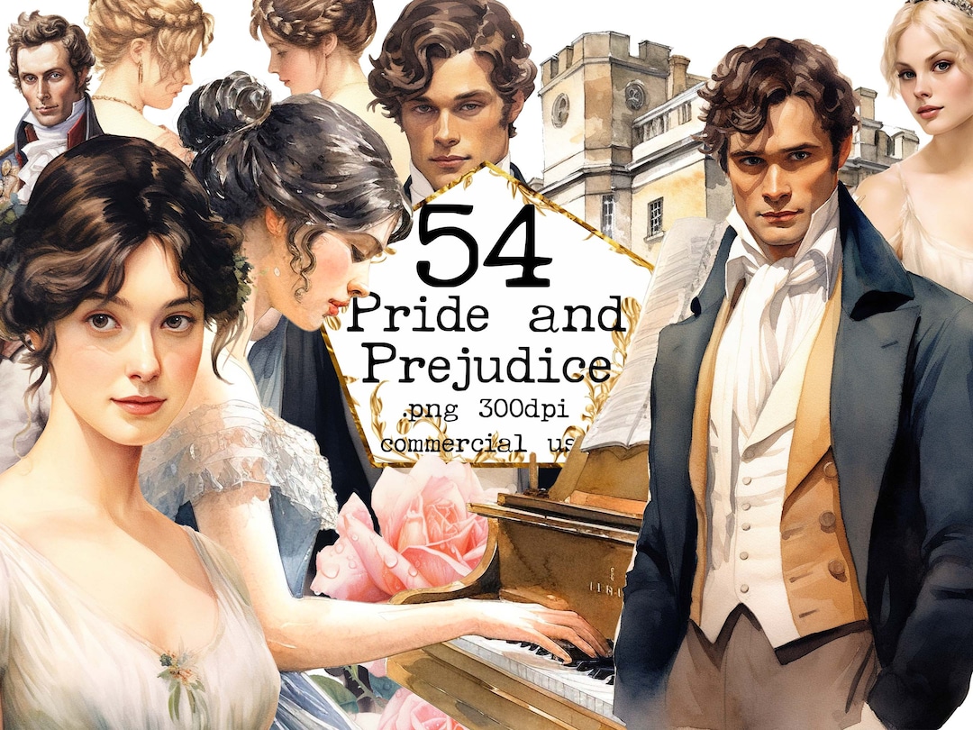 Watercolor Pride and Prejudice Clipart Bundle, Printable Jane Austen ...