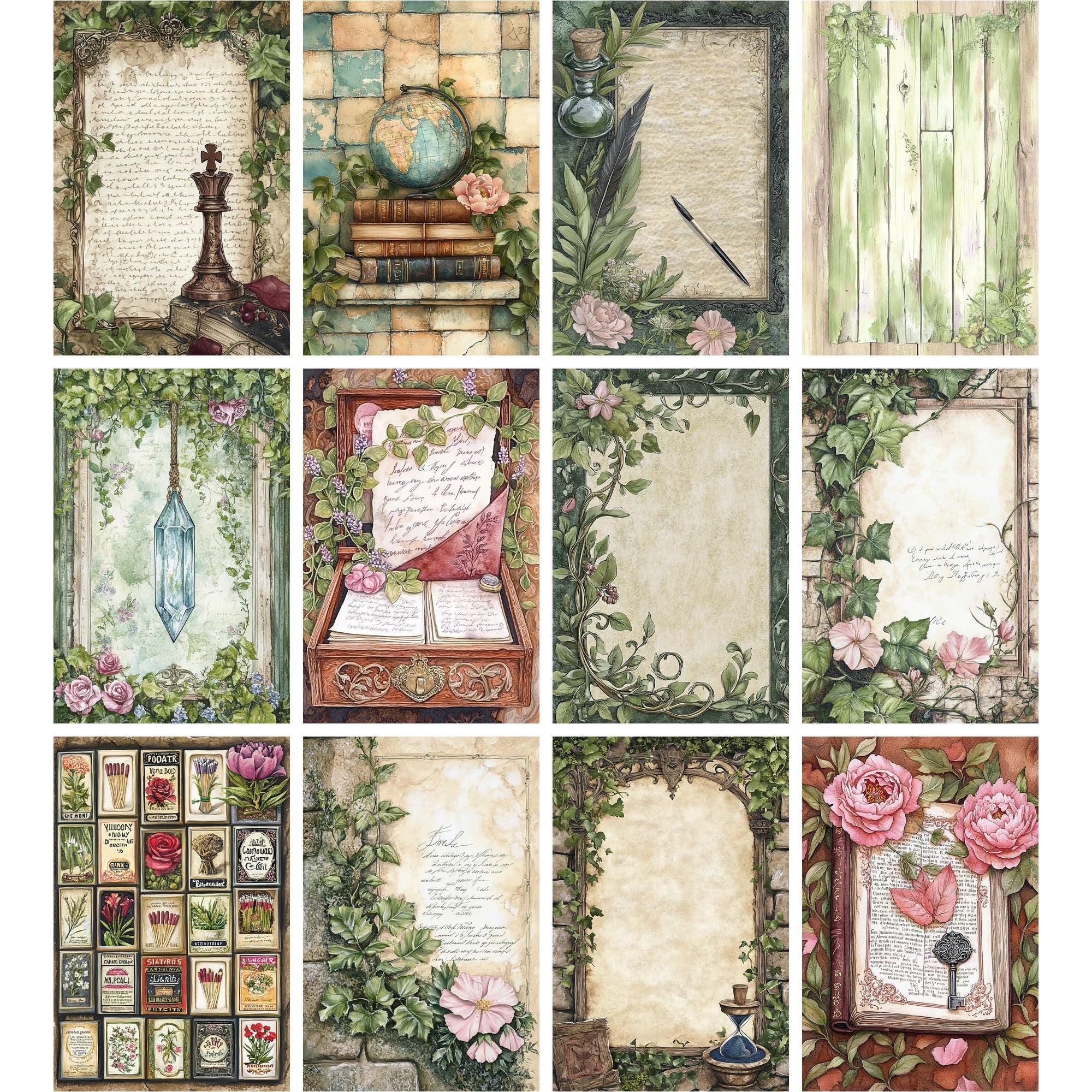 210 Secret Garden Junk Journal Kit, Vintage Scrapbook Printable, Floral ...