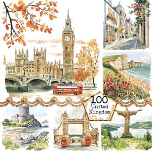 JPEG aquarel Verenigd Koninkrijk clipart bundel VS clipart stad clipart staat clipart Instant Download papier ambachten ongewenste dagboek scrapbooking