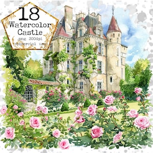 PNG aquarel kasteel clipart bundel koninklijke clipart majestueuze clipart commercieel gebruik direct downloaden papier ambachten ongewenste dagboek scrapbooking