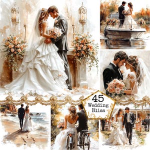 JPEG Aquarell abenteuerliche Hochzeit paar Clipart Bundle Sommer Hochzeit kommerzielle Sofort-Download Papier Handwerk Junk Journal Scrapbooking