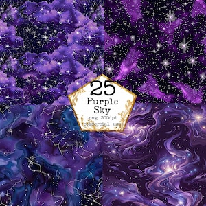 Lila Aquarell Galaxy Digitales Papier Aquarell Texturen Nebel und Sterne JPEG Instant Download Papier Handwerk Junk Journal Scrapbooking