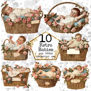 PNG Baby Clipart Bundle, transparentes PNG, kleines Kind, Vintage Baby, Scrapbook, Junk Journal, Papier Handwerk Scrapbooking, kommerzielle Nutzung