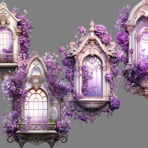Rococo Floral Window Clipart Bundle PNG Antique Window Vintage Window ...