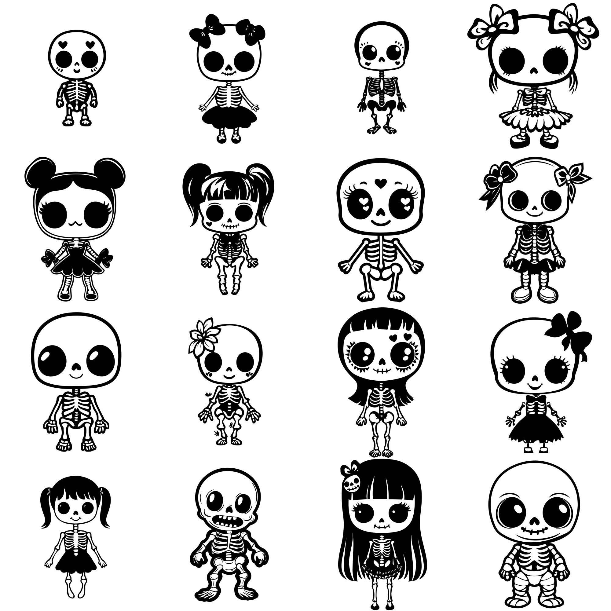 100 Cute Skeleton SVG Bundle Kids Halloween Skeleton Girl & Boy Svg ...