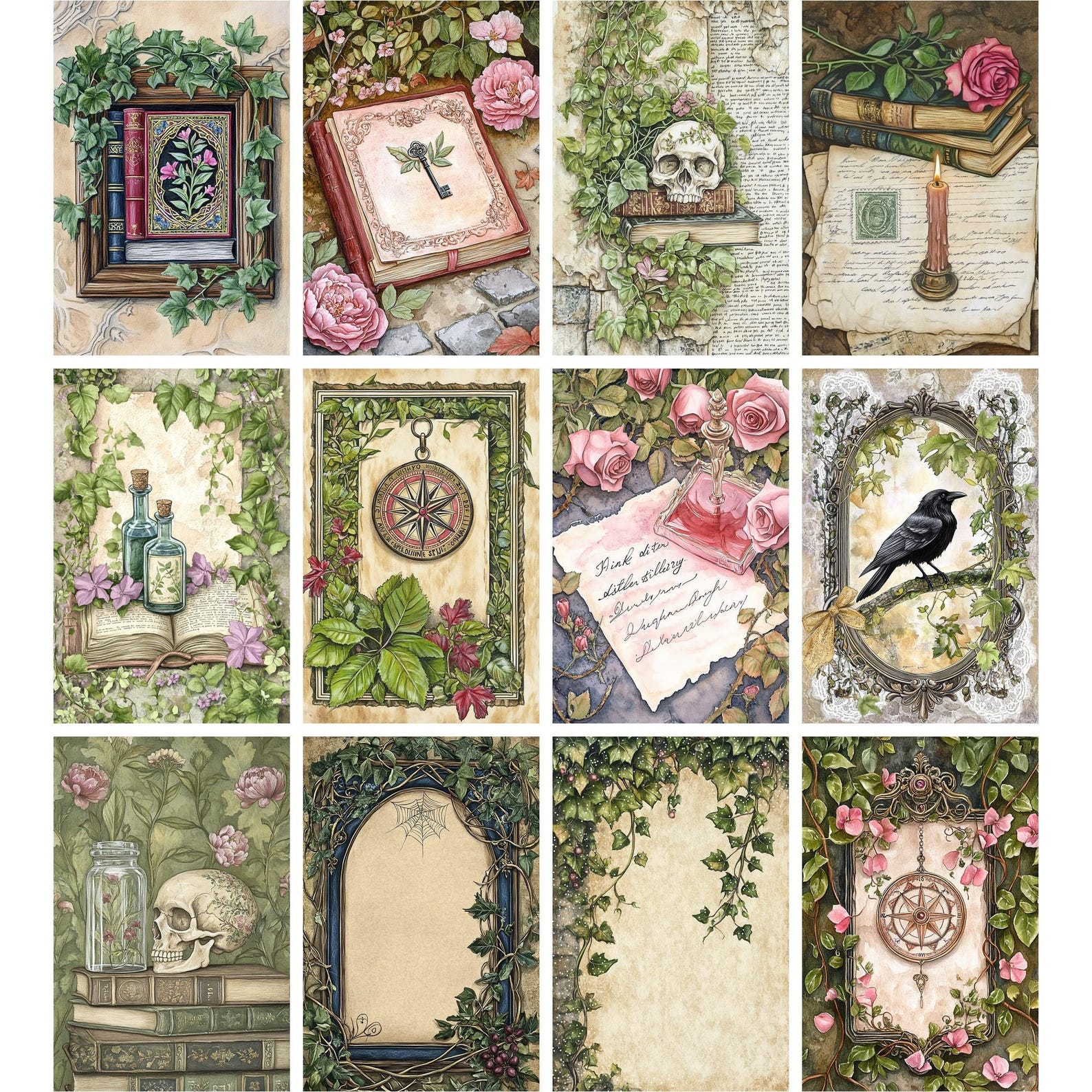 210 Secret Garden Junk Journal Kit, Vintage Scrapbook Printable, Floral ...