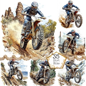 Dirt Bike Clipart JPEG, Motocross Clipart, Motorrad, druckbare Aquarell Clipart, Instant Download Papier Handwerk Junk Journal Scrapbooking