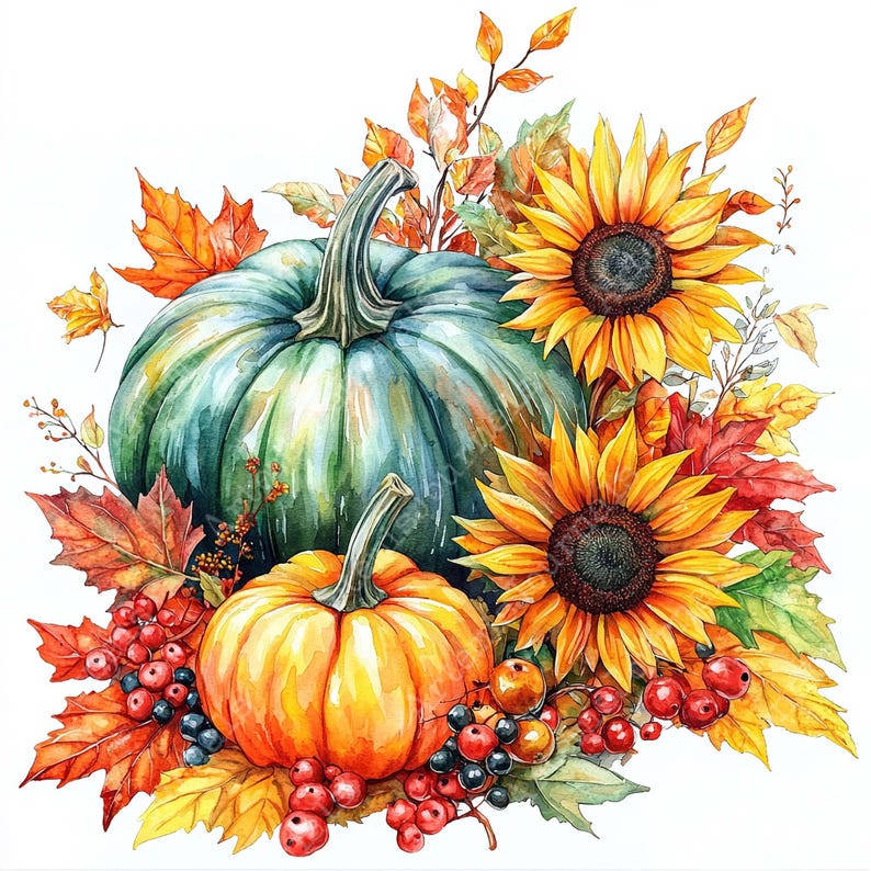 PNG Harvest Pumpkins Clipart Bundle Autumn Pumpkin Display Fall Clipart ...