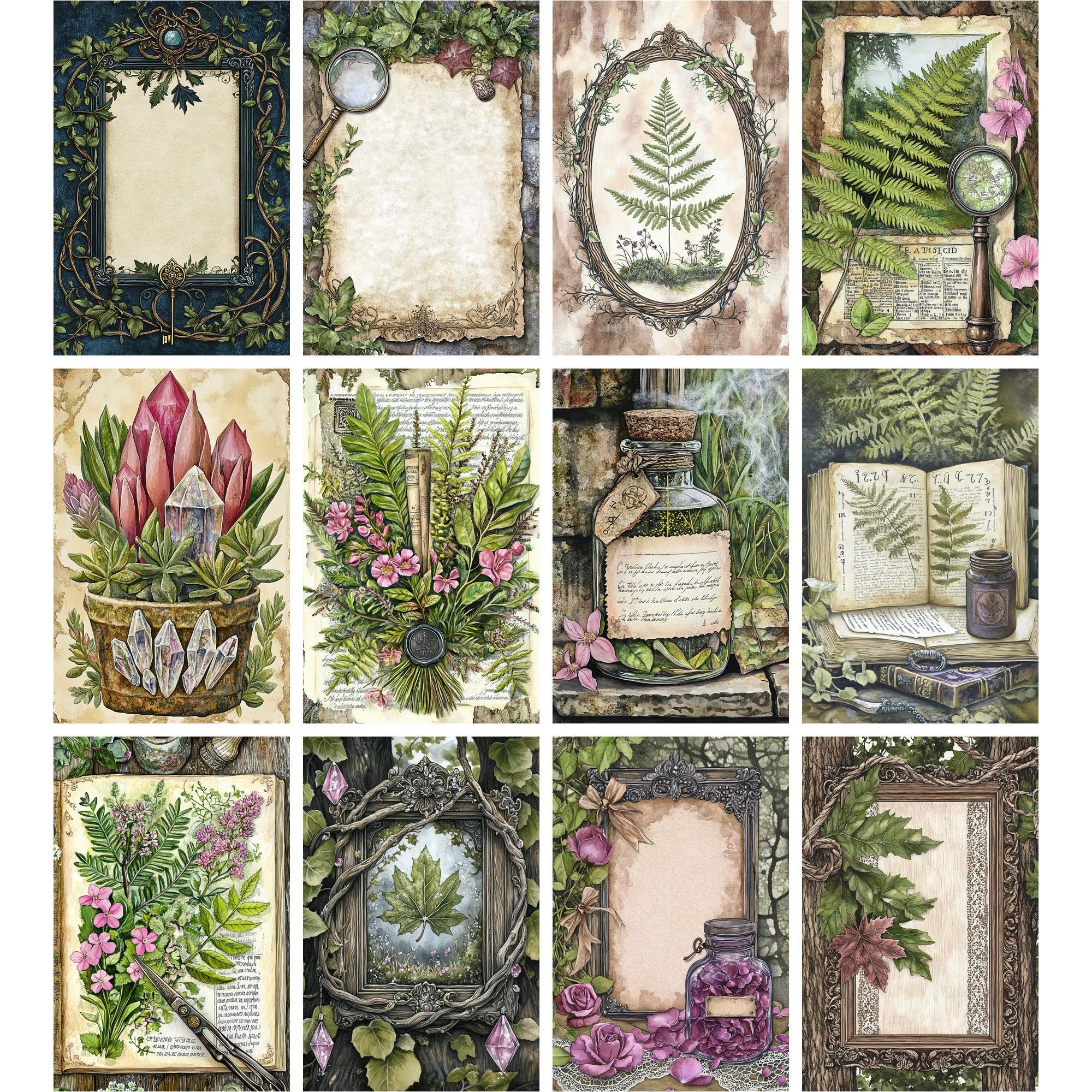 140 Botanical Herbs - Junk Journal Pages, Scrapbook Paper Kit, Antique ...