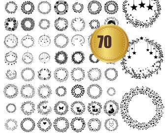 70 Floral Wreath svg, dxf, eps, ai, pdf, jpg, png Floral Wreath Svg Cut Files For Cricut, Botanical Circle Frame Svg Cmmercial Use
