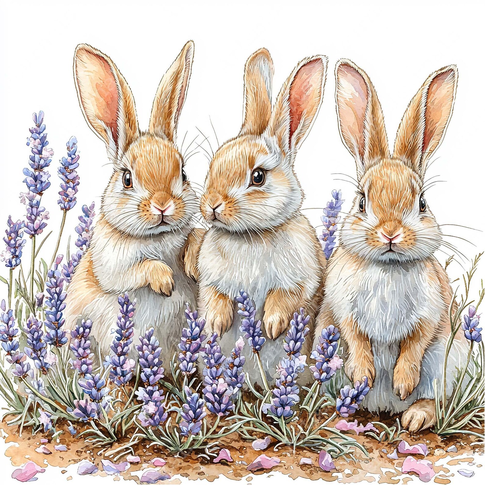 JPEG Watercolor Spring Bunnies Clipart Bundle Floral Rabbits Clipart ...