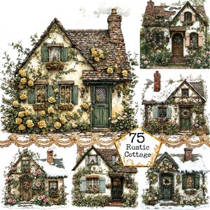 JPEG Watercolor Early Spring Floral Cottage Clipart Bundle Cottage Spring Flowers Instant Download Paper Crafts Junk Journal Scrapbooking