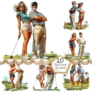JPEG golf paar clipart bundel golf afbeelding grappig paar illustratie commercieel gebruik direct downloaden papier ambachtelijke ongewenste dagboek scrapbooking