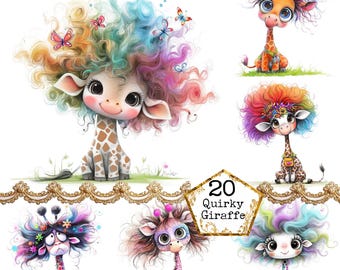 JPEG grillige giraf clipart bundel eigenzinnige giraf clipart Safari clipart dier Instant Download papier ambachten ongewenste dagboek scrapbooking