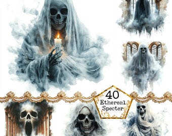 JPEG Scary Ghost Clipart Bundle Spooky Scenery Horror Clipart Halloween Spook Instant Download Paper Crafts Junk Journal Scrapbooking
