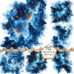 Ensemble de cliparts nébuleuse céleste aquarelle JPEG Galaxy Clipart ciel Clipart poussière d'étoile téléchargement immédiat papier artisanat indésirable Journal Scrapbooking
