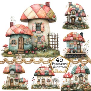 Bundle de cliparts aquarelle champignon magique, clipart fée champignon lumineux, téléchargement immédiat, travaux manuels en papier, journal indésirable, scrapbooking