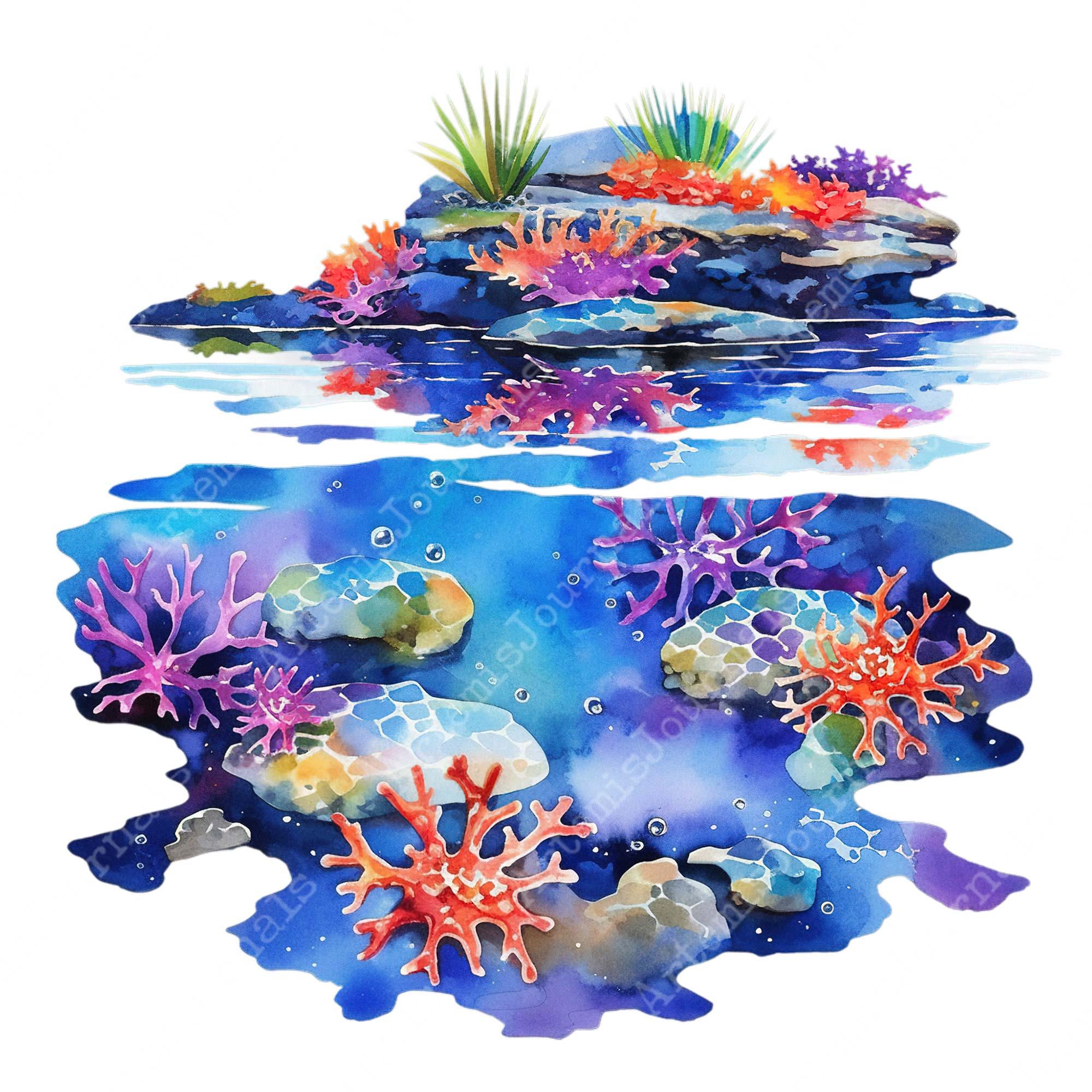 Colorful Tidepool Clipart Bundle Magical Lake, Natural Waters Instant ...