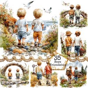 Pacote de clipart de melhores amigos de meninos em JPEG Melhores clipart Arte de amizade clipart Download instantâneo Artesanato em papel Diário de sucata Scrapbooking