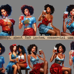 K&ouml;nnte beinhalten: Eine digitale Illustration von acht Frauen mit verschiedenen Frisuren und Outfits, jede h&auml;lt ein anderes Getr&auml;nk. Die Frauen sind in verschiedenen Posen dargestellt, einige sitzen, einige stehen und einige lehnen sich an Gegenst&auml;nde. Der Hintergrund ist ein einfaches Grau.