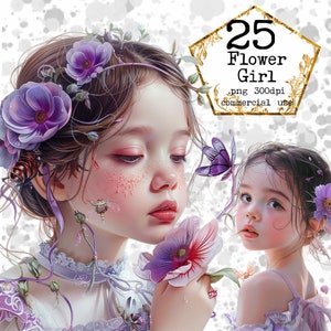 PNG lente meisje clipart bundel bloemen meisje schattig klein kind PNG commercieel gebruik Instant Download papier ambachten ongewenste dagboek scrapbooking