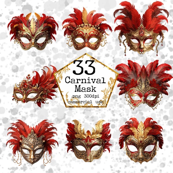 Carnival Mask Clipart PNG  Masquerade Masks Clipart Mardi Gras mask clip art Carnival graphics Venetian mask costume party commercial use