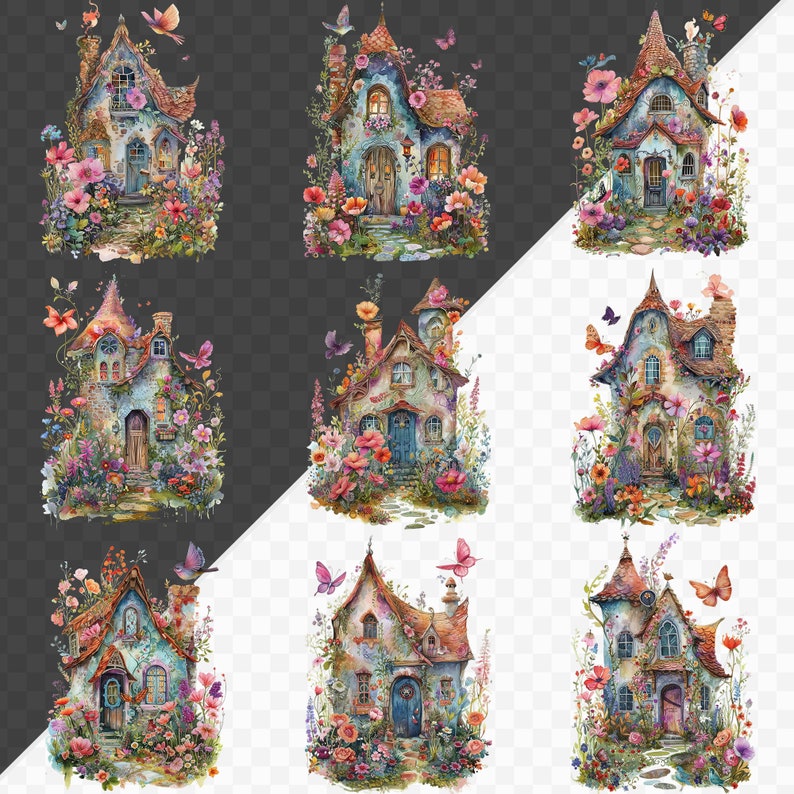 Fairy House Bundle PNG Fairy Printable Watercolor Clipart Magical ...