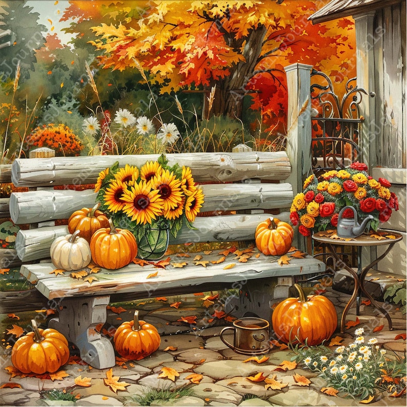 Jpeg Fall JPEG Fall Clipart - Watercolor Pumpkin Harvest Garden Halloween Autumn ...