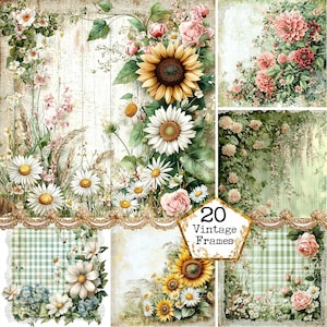 Aquarelle JPEG Graphismes floraux en détresse printanier Graphismes de fleurs printanières Image printanière Téléchargement instantané Paper Craft Journal indésirable Scrapbooking