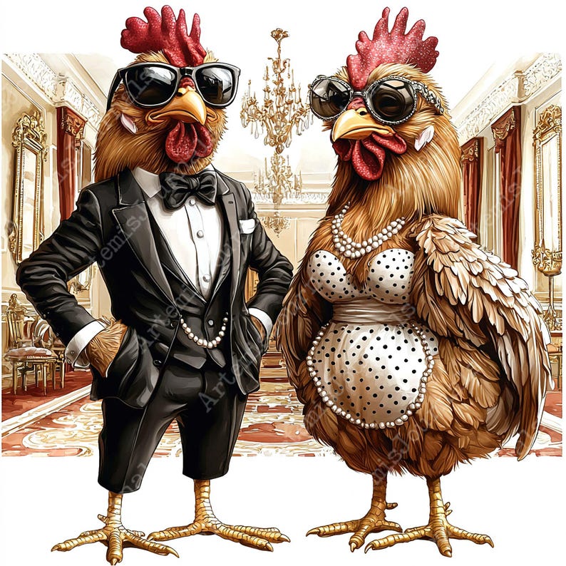 JPEG Posh Chickens Couple Clipart Bundle Holliday Clipart Vacation ...