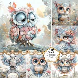 Graphiques JPEG hibou cosmique hibou céleste des cliparts diamant hibou illustration hibou art téléchargement immédiat papier artisanat indésirable journal scrapbooking