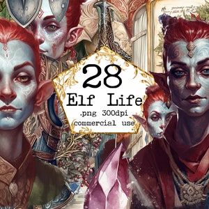 PNG Elf Digital Watercolor Bundle, 28 Transparent .png Files, Elves Graphics, Fairy Elf Clip Art, Paper Crafting, Junk Journal, Scrap Book