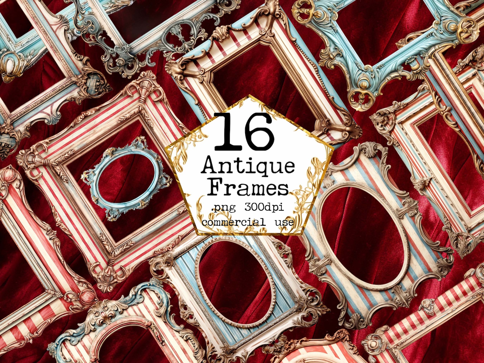 Rococo Picture Frames Clipart Bundle Patina Frames Antique Frame ...
