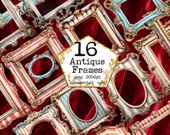 Rococo Picture Frames Clipart Bundle Patina Frames  Antique Frame Instant Download Frame PNG Ornate Frame Commercial Use Instant Download