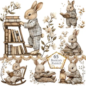 PNG + JPEG Watercolor Fairytale Bunny Clipart Bunny Vintage Rabbit Clipart Fantasy Instant Download Paper Crafts Junk Journal Scrapbooking