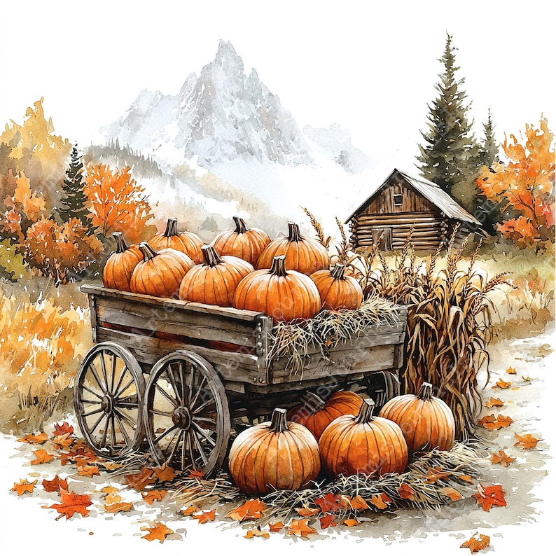 Jpeg Fall JPEG Fall Clipart - Watercolor Pumpkin Harvest Farm Halloween Autumn ...