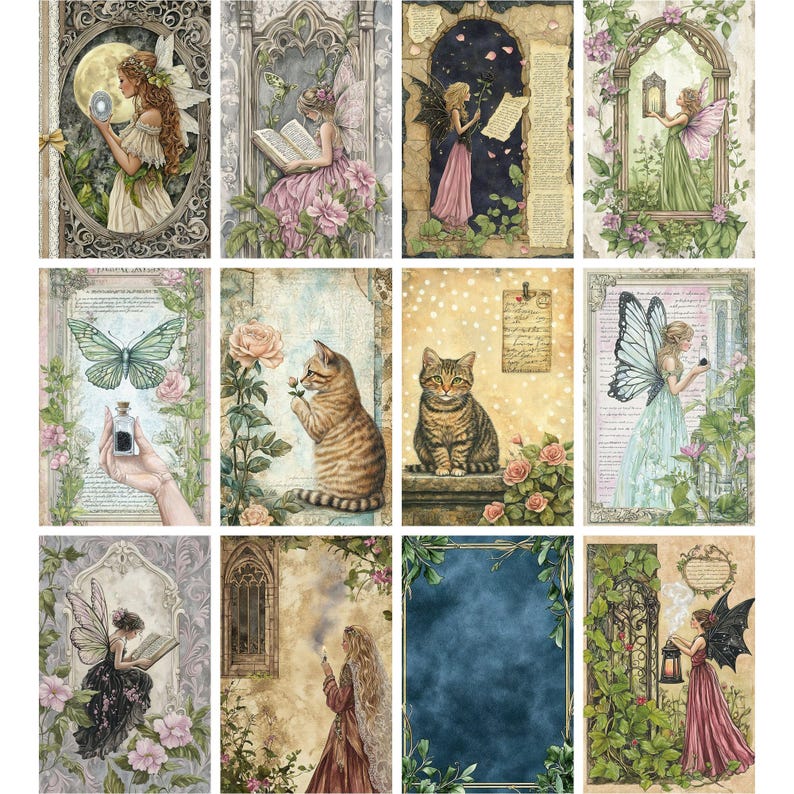 210 Vintage Fairy Junk Journal Kit, Enchanted Forest Printable Pages ...